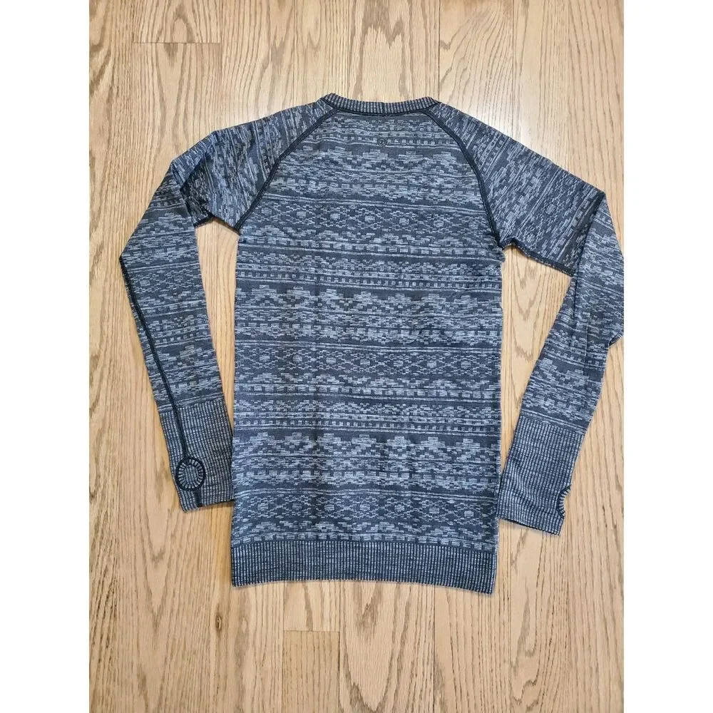 Lululemon Womens 4 Rest Less Pullover Top Heathered Black VGUC Athleisure